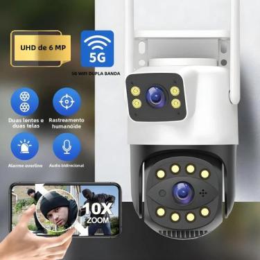 Imagem de Câmera IP Wifi HD 6MP Para Exterior 5G Lente Dupla Tela Dupla À Prova 