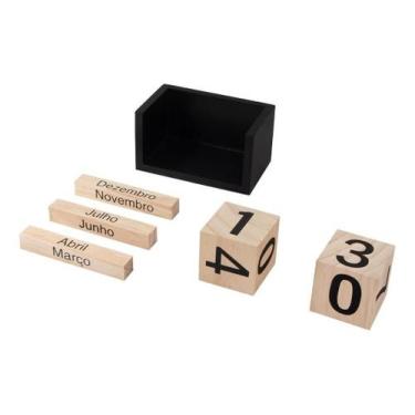 Imagem de Calendario Permanente Decorativo Cubo Madeira Decoração Mesa - Casa Ca