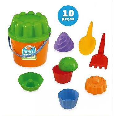Imagem de Kit Completo Baldinho De Praia Pa Forminhas E Outros Acessórios Areia 