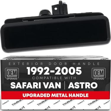 Imagem de TRUBUILT1 AUTOMOTIVE Maçaneta externa da porta do passageiro frontal - compatível com a van GMC Safari 1992-2005, Chevrolet Astro - Preto liso, alavanca de metal - OEM 15719666