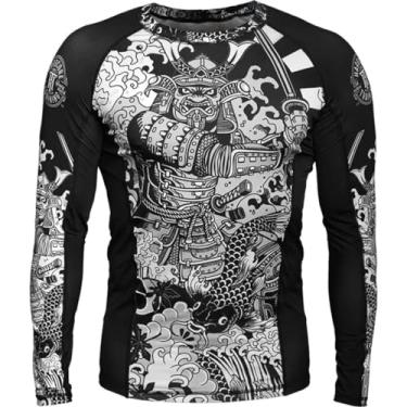 Imagem de Hardcore Training Jiu Jitsu masculino de compressão Rash Guard, MMA No-Gi, BJJ apertado, camada base combate, Branco/preto, 3G