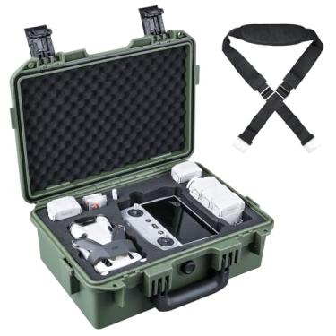 Imagem de Lykus Capa Rígida À Prova D'Água Titan Mm410 Para Dji Mini 4 Pro/Mini 3/Pro E Rc2/Rc/Rc-N2/N1, Verde Com Alça De Ombro, Suporta 7 Baterias Cordão Rc [Somente Capa]