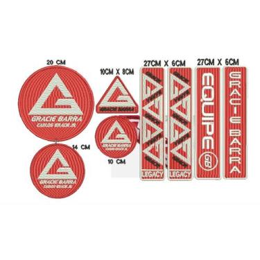 Imagem de Patch Gracie Barra Jiu-jitsu P/kimono Kit C/ 8 Unidades Cor Vermelho -