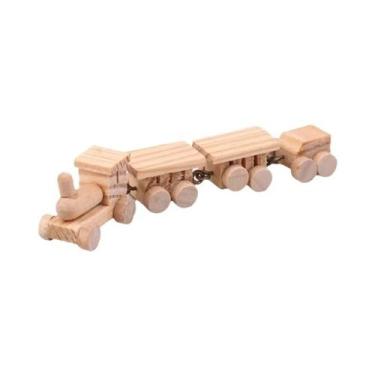 Imagem de Mini Trem De Madeira Modelo 1/12 Escala Casa De Bonecas Brinquedo Educ