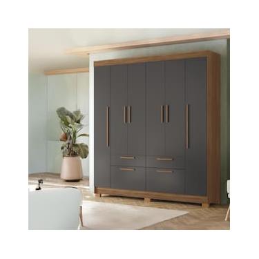 Imagem de Guarda-Roupa Casal Santos Andirá Guarapuava com 6 Portas, 4 Gavetas e 6 Prateleiras - 194,4cm de largura
