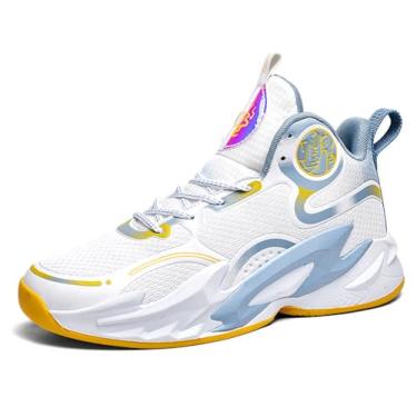 Imagem de Tênis de basquete masculino de cano alto com solado de malha respirável e suporte durável para tornozelo Equipamento de basquetebol(Grey,37 BR)