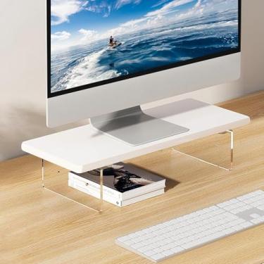 Imagem de SRTFINE Suporte De Monitor 2,16/3,34 Polegadas, 2 Ajustes Altura, Acrílico Com Ferramenta Instalação, Acessórios Organizadores Mesa, Armazenamento Para Mesa Escritório, Tela/Pc/Impressora/Laptop, 7,