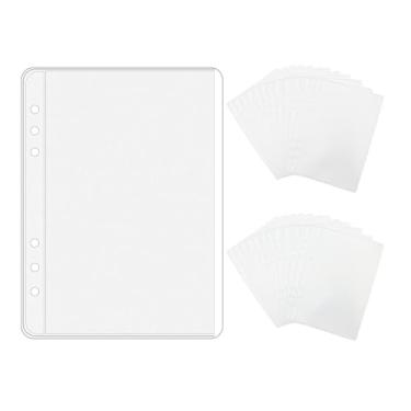 Imagem de 24 peças de envelopes para fichário A5 sem zíper, mangas soltas para fichário de folhas de PVC, 6 furos para 6 anéis, organizador de fichário A5, fotos, cartões, notas (A5, 24 peças)