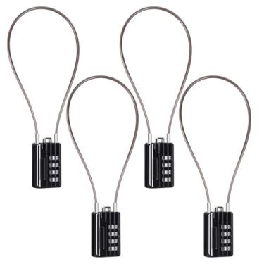 Imagem de SEPOX® 4 cadeados combinados redefiníveis, corpo de 30 mm de largura com cabo longo extremo, trava de cabo de 4 dígitos para mala, bolsa de viagem, armários de academia, arquivos, pacote com 4 cabos