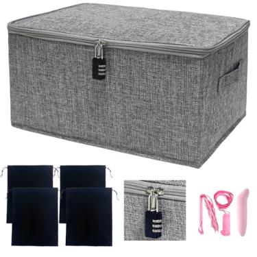 Imagem de Sufeasdf Organizador de armazenamento de brinquedos adultos com trava caixa de armazenamento de brinquedos femininos e masculinos sacos de armazenamento de brinquedos de jogos grande capacidade 16,5 x