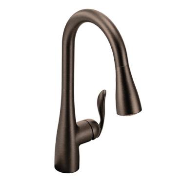 Imagem de Moen Torneira de cozinha Arbor bronze polido a óleo de uma alça com pulverizador de puxar para baixo com Power Clean, 7594ORB