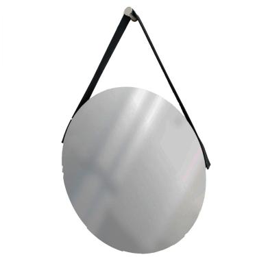 Imagem de Espelho Decorativo Adnet Vintage Alça Corino Preta 60Cm