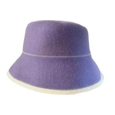 Imagem de IEUDNS Chapéu de sauna, touca de sauna com diâmetro de 29 cm, boné fishman, portátil para ambientes internos, estilo russo, acessórios para banho russo, para, Roxo