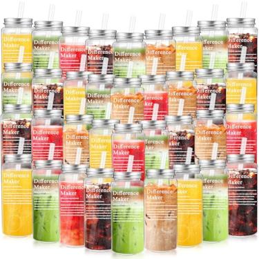 Imagem de Yungyan 36 peças Difference Maker presente de agradecimento de funcionários a granel para mulheres faz diferenças copos de plástico com tampas e canudos, presentes de agradecimento transparentes