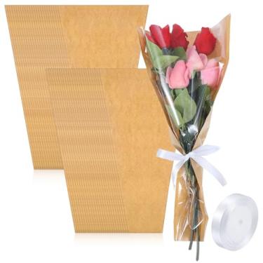 Imagem de Abeillo Pacote com 50 sacos de flores para buquês, papel de embrulho de flores, mangas kraft floral