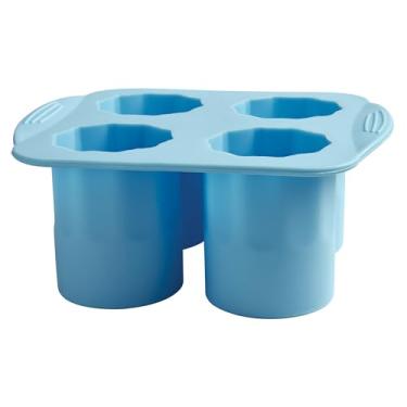 Imagem de HIC Harold Import Co. Bandeja de gelo de silicone Big Shot, congelar 4 óculos, azul