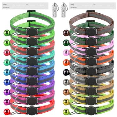 Imagem de Deetenks Coleiras para gatos pacote com 18 coleiras refletivas para identificação de gato coleiras ajustáveis para gatos coleiras seguras para animais de estimação