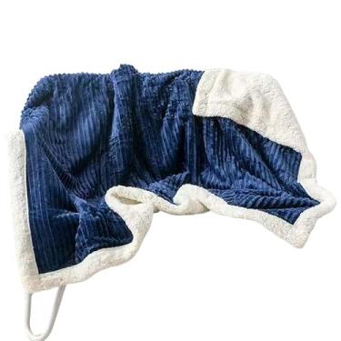Imagem de Cobertor Manta Glamour Com Sherpa Lã De Carneiro Casal Dupla Face 1,80 x 2,20 Super Macia,cobertor casal grosso(Azul Esculro)