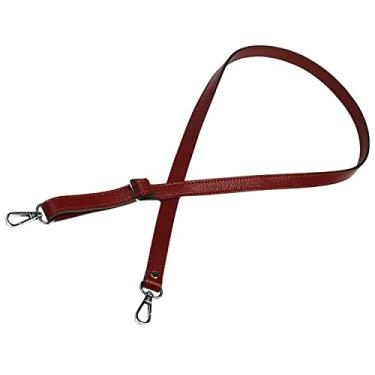 Imagem de VanEnjoy Alça transversal ajustável de couro legítimo de flor integral para bolsa, 1,8 cm de largura, 66-129,5 cm de comprimento (Bcukles cinza-vinho)