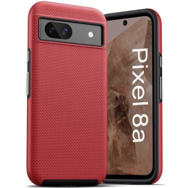 Imagem de Vihibii Capa para Google Pixel 8a, capa interna de silicone macio de textura agradável e capa externa rígida robusta proteção de camada dupla, capa de telefone durável à prova de choque para Google