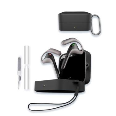 Imagem de Capa para fones de ouvido Timekettle W4 Pro AI, capa protetora de silicone macio WUNIAK portátil resistente a arranhões com kit de limpeza, mosquetão e cordão, preta