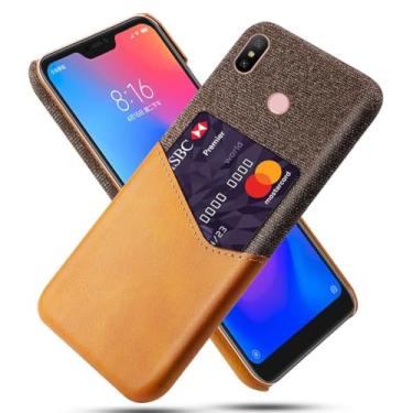 Imagem de Capa para Xiaomi Mi A2 Lite,Tela e tampa de couro PU,Antideslizante,360°cobertura completa à prova de choque com 1 slot de cartão atrás,Prevenção de queda-Brown