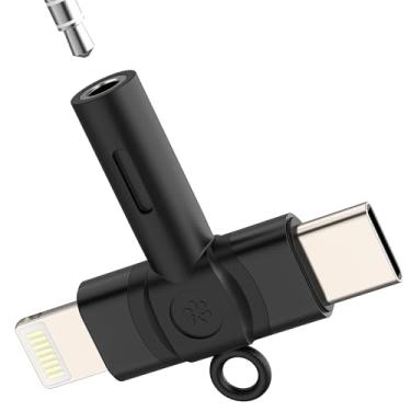 Imagem de Adaptador USB C Lightning para fone de ouvido de 3,5 mm (2 em 1) para fone de ouvido Apple AUX divisor de cabo de áudio para iPhone 16 15 14 Pro Max compatível com Samsung S25 para iPad, adaptador de