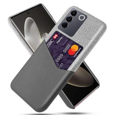 Imagem de Capa para VIVO S16e,Tela e tampa de couro PU,Anti-deslizante,Resistência à impressão digital,Caso de proteção de 360°com 1 slot de cartão atrás-Gray