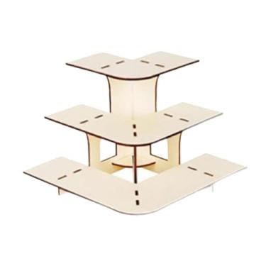 Imagem de Ｂｅｓｇａ Suporte de canto para exposição de mesa de varejo de 3 níveis para produtos, prateleira de madeira para feiras de artesanato, prateleira de canto para, Cor de Madeira Do Arco