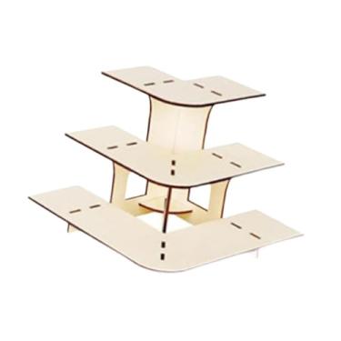 Imagem de IEUDNS Suporte de canto para mesa de varejo de 3 níveis para produtos, suporte para velas, sabonete, madeira com prateleiras, portátil para bancadas de, Cor de Madeira Do Arco