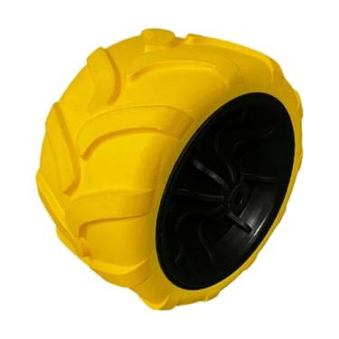 Imagem de Generic Roda de rodízio de PU sólido, roda sólida resistente para carrinho de praia, carrinho de praia dobrável para acampamento, Amarelo Preto