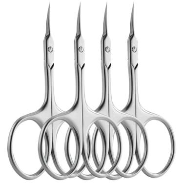 Imagem de Tesoura de cutícula de aço inoxidável, 1/2/4 peças, ferramentas para manicure e pedicure, aparador de unhas, prata, 4 peças, BH01