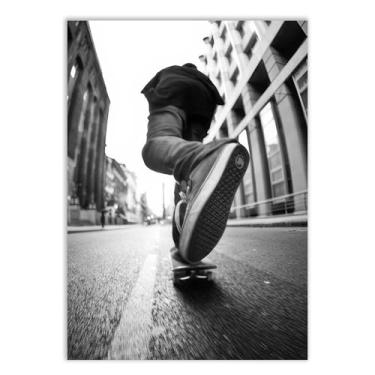 Imagem de Placa Decorativa Skate Remada Fotografia Angulo