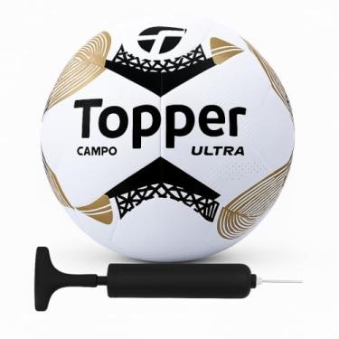 Imagem de Bola Futebol Topper Ultra Campo Futsal Society + Bomba (Campo, Dourado)