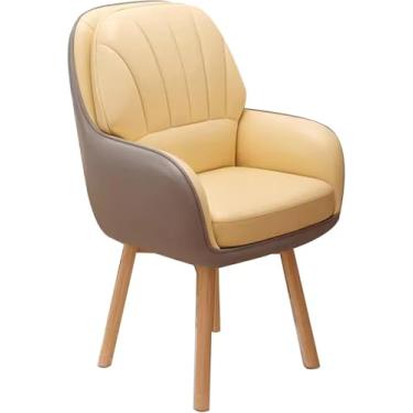 Imagem de Cadeira Para Penteadeira, Cadeira De Maquiagem, Cadeira Giratória, Cadeira De Computador Com Braços, Encosto E Pernas De Madeira Maciça, Cadeira Para Quarto, Milk Tea, One Size