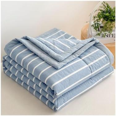 Imagem de Nova Colcha De Algodão Moderna Com Ar Condicionado - Cobertor Leve Acolchoado Primavera/verão Colcha Fina Algodão Respirável Edredom Xadrez Colcha De Impressão Colcha, M, 200x230cm