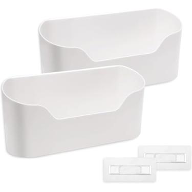 Imagem de Organizador de porta de armário adesivo, 2 peças de plástico para montagem na parede, suporte decorativo de parede, suporte de chuveiro para cozinha, banheiro, sala de estar/24 x 10 x 6 cm