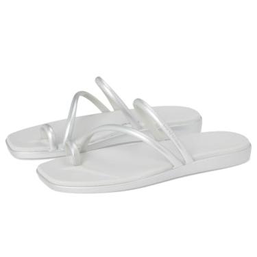 Imagem de Crocs Sandália feminina Miami Toe Loop Flat, Prata metálica., 38