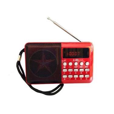 Imagem de Mini Rádio Fm/Usb/Cartão Memória J31 Altomex Vermelho Homolo