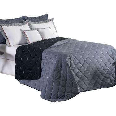 Imagem de Kit Cobre Leito Dupla Face Casal Queen Bordado Renove 7 Peças Hipercal 400 Fios 100% Poliéster - cor definida Cinza