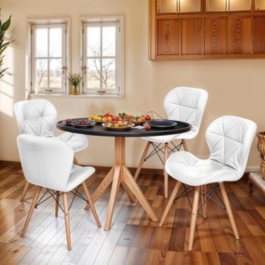 Imagem de Kit 4 Cadeiras Charles Eiffel Slim Wood Estofada (Branco)
