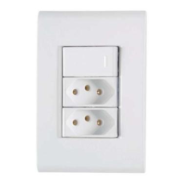Imagem de Conjunto Interruptor Simples + 2 Tomadas 10a - Linha Liz - Tramontina