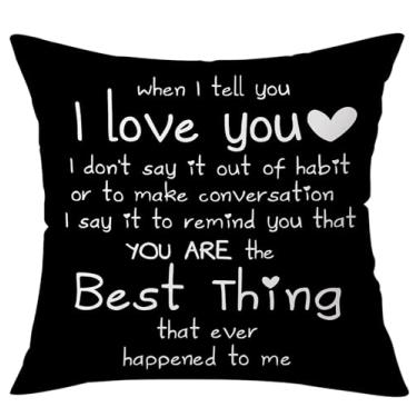Imagem de OTOSTAR Capa de almofada estampada nos dois lados 50 x 50 cm When I Tell You I Love You Presentes de aniversário fronha quadrada para namorada marido esposa romântico dia dos namorados decorativa