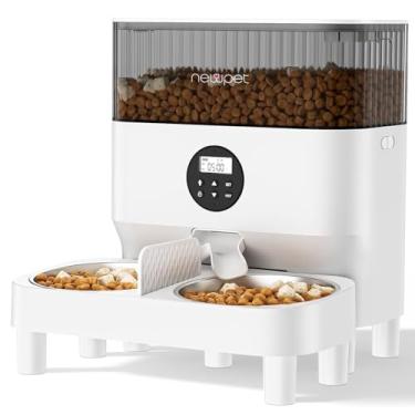 Imagem de Elevado Comedouro para 2 Gatos, 5L Alimentador Automático Gatos WIFI Comedouro Automatico Pet com Suporte Elevado e Tigela de Aço Inoxidável,Chamada de refeição