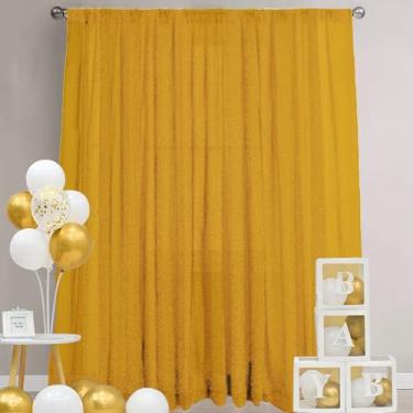 Imagem de SFN SKY Fundo de elastano metálico dourado de 3 m x 3 m, 1 painel de fundo fotográfico transparente, tecido elástico de elastano para casamento, festa, chá de bebê, decoração de cabine de fotos
