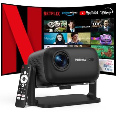 Imagem de Bettdow Projetor Licenciado Oficialmente Pela Netflix Com Wi-Fi 6 E Bluetooth 5.2, Suporte Nativo De 10.000 Lúmens 1080P, Assistente De Voz Inteligente, Projetor De Foco Elétrico Para Netflix/Youtub