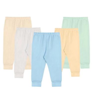 Imagem de Kit 5 Pçs Calça Mijão Liso Suedine Vira Pé Enxoval Bebê - Koala Baby, 