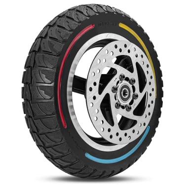 Imagem de GLDYTIMES Pneu sem câmara de 10 x 2,75 a 6,5, pneu sólido off-road de 25 cm adequado para scooter elétrica KUGOO M4, com freio a disco de 140 mm, com cubo de deslocamento de 6,9 cm rolamento de 1,1 cm