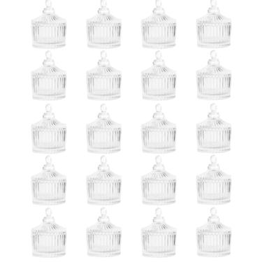 Imagem de Kit 20 Bomboniere De Vidro 90ml Com Tampa Porta Doces Decorativo Transparente Elegante Baleiro Festas Eventos