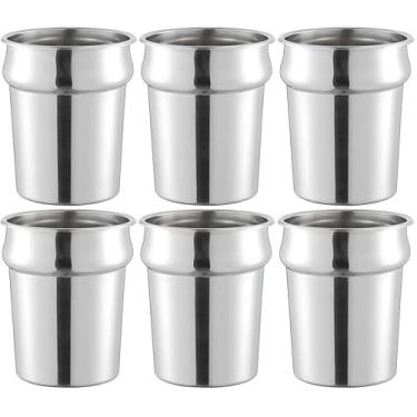 Imagem de OCS Parts Pro Series Pacote com 6 potes de 4 litros com inserção de vegetais | Panela de aço inoxidável de 19,8 cm x 19 cm para molhos, sopas, fogão, aquecedores de sopa, mesas a vapor ou organização